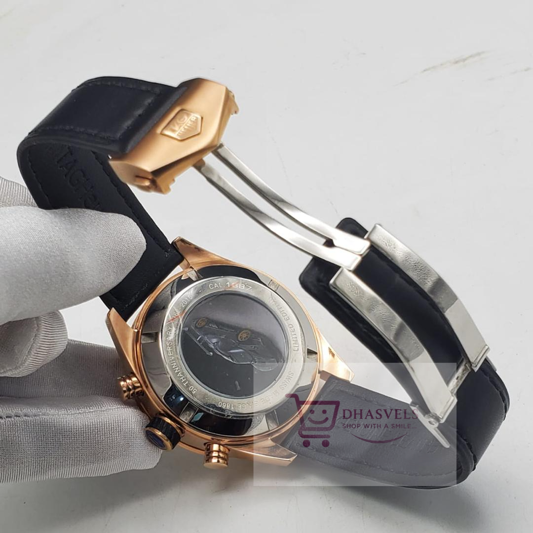 TAG Heuer Carrera White Dial Leather Men's Watch - Image 2