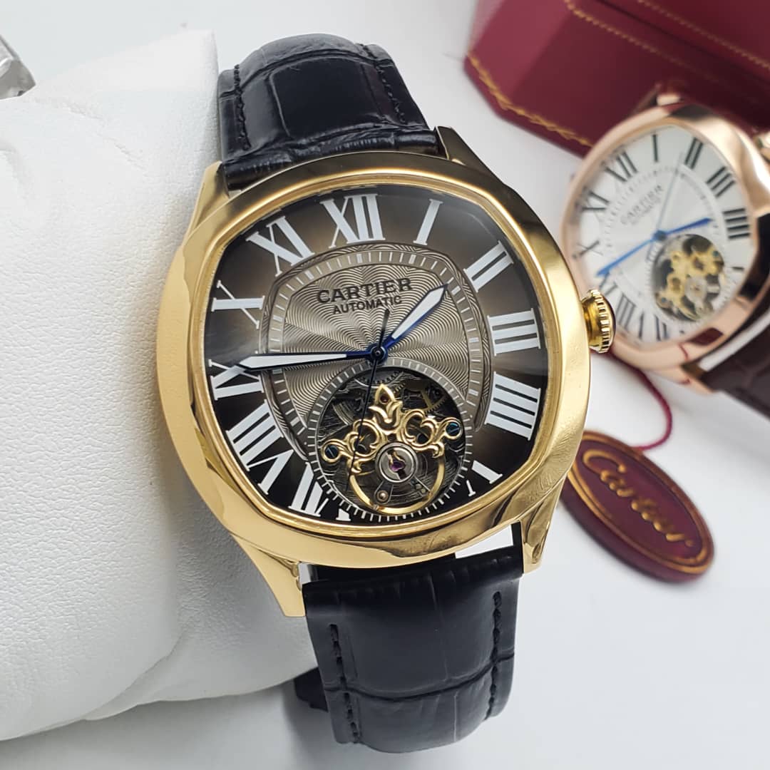 Cartier De Drive Black Dial Leather Men's Watch