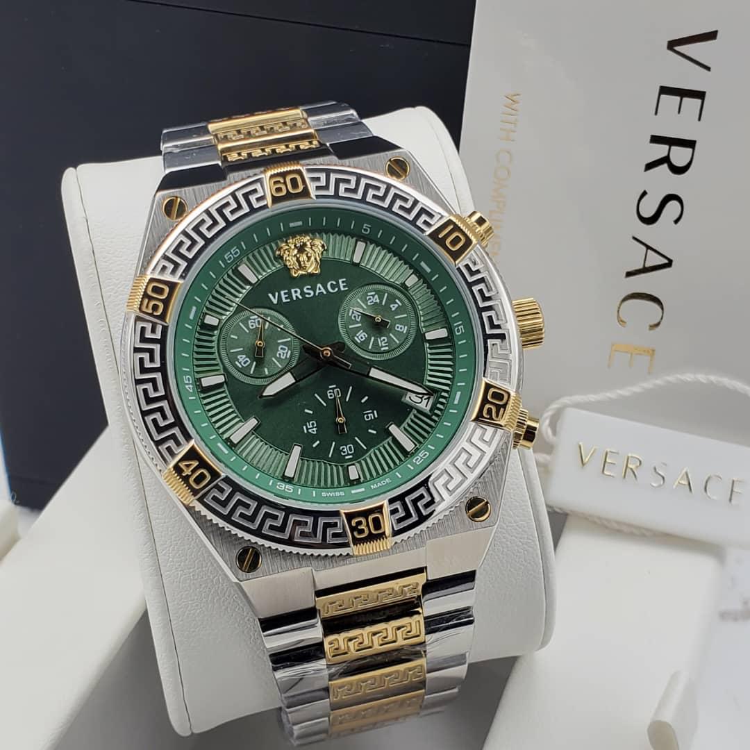 Versace Greca Logo Green Dial Stainless Steel Men’s Watch
