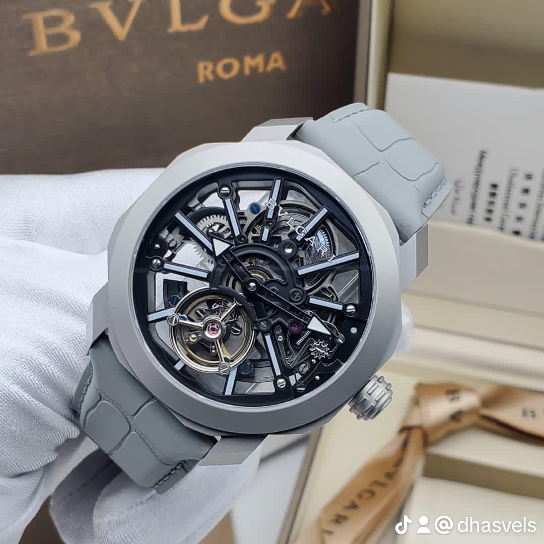 Bvlgari Octo Finissimo Skeleton Dial Tourbillon Silicone Men's Watch