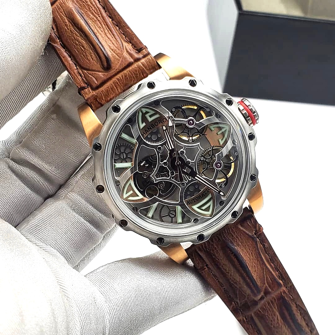 Hanboro Automatic Movement Leather Men’s Watch