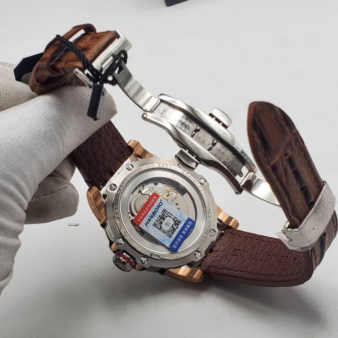 Hanboro Automatic Movement Leather Men's Watch - Image 2